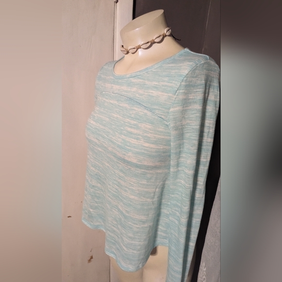 Flattering yoga type shirt so Brand Robin's egg glitter saying long sleeve gym - Picture 7 of 7